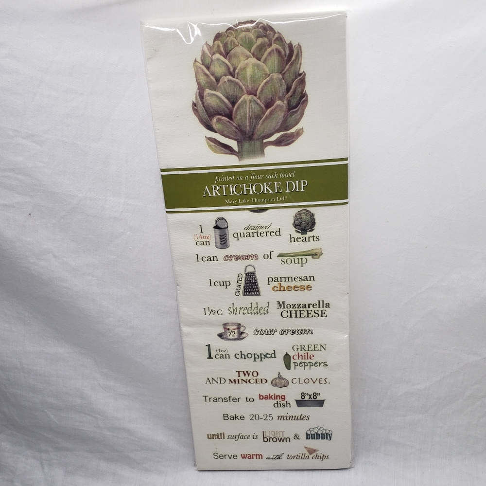 Artichoke Dip Recipe Flour Sack Tea Towel 30x30